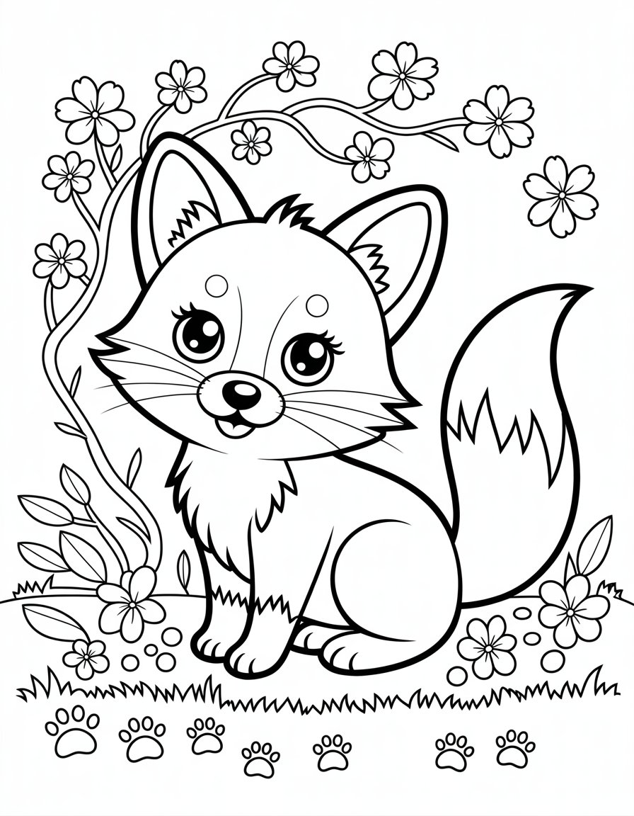 cute chibi animal coloring page