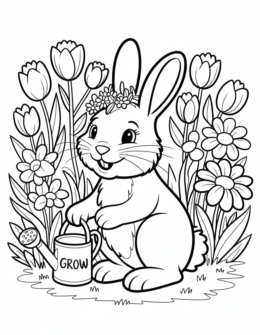 cute spring animal coloring page