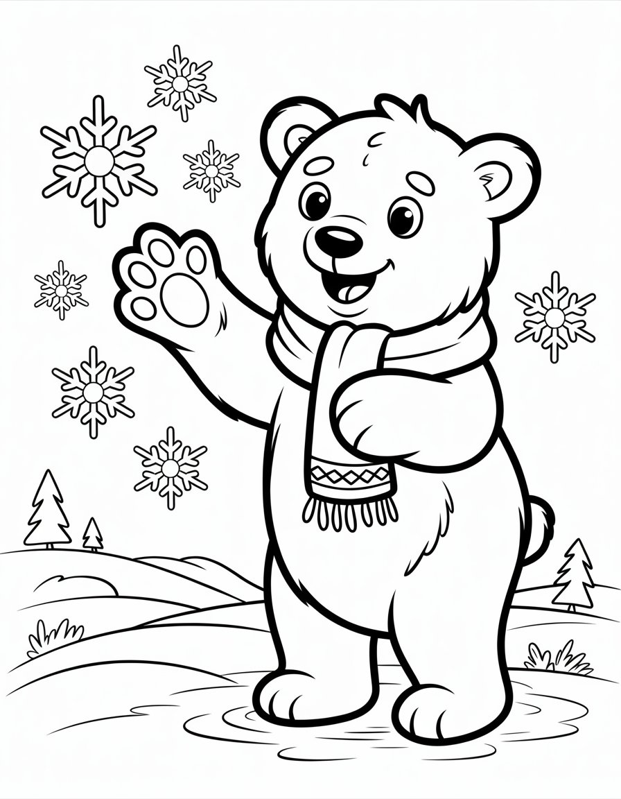 cute winter animal coloring page