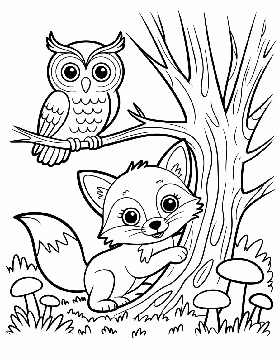 cute woodland animal coloring page