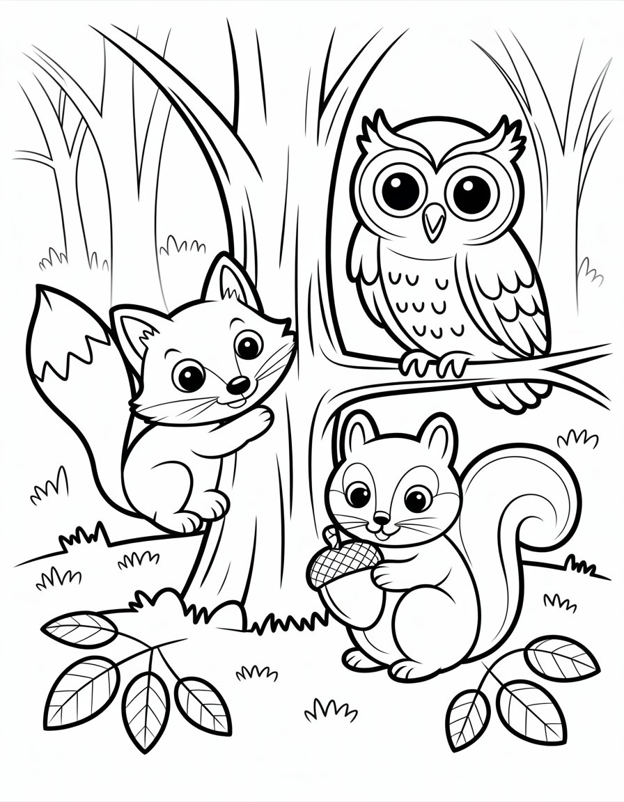 forest animals coloring page