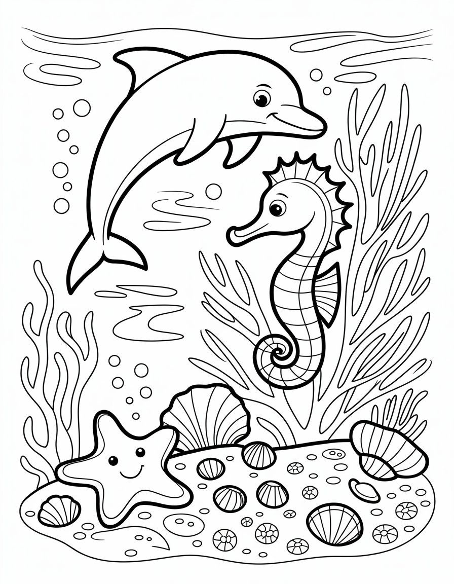 sea animals coloring page