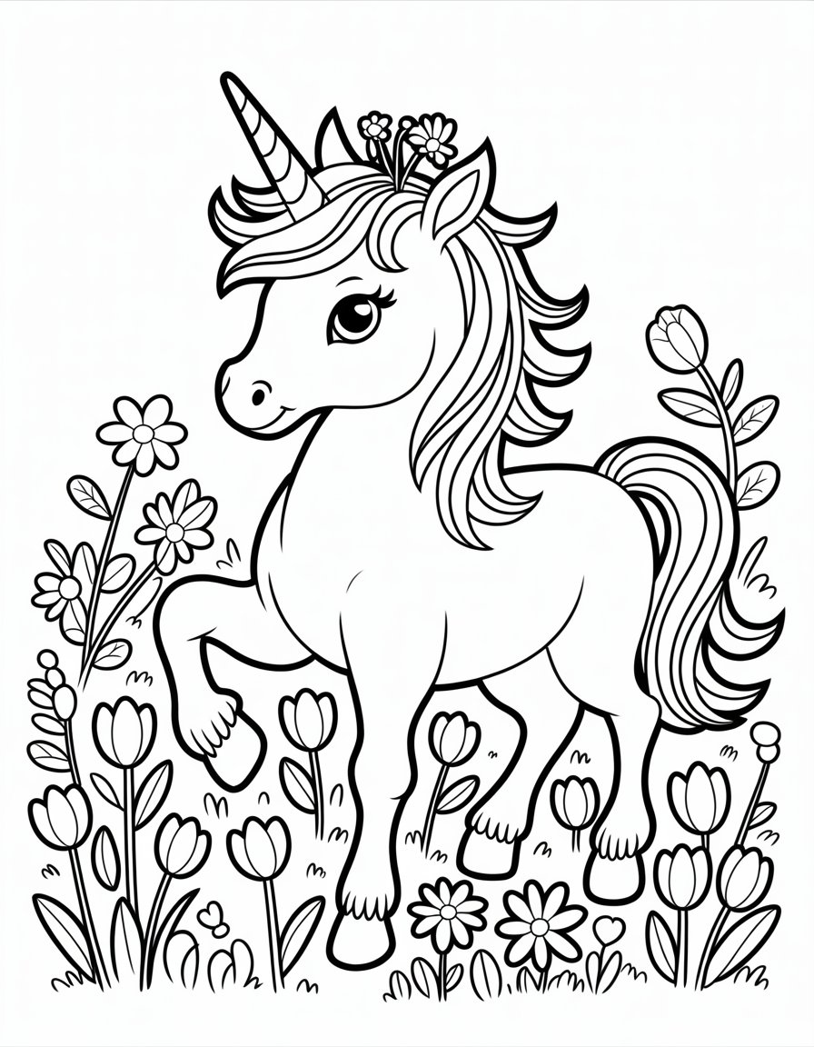 unicorn animal coloring page