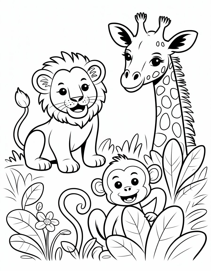 zoo animals coloring page