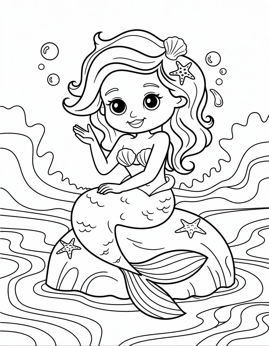 Cheerful Mermaid Wave