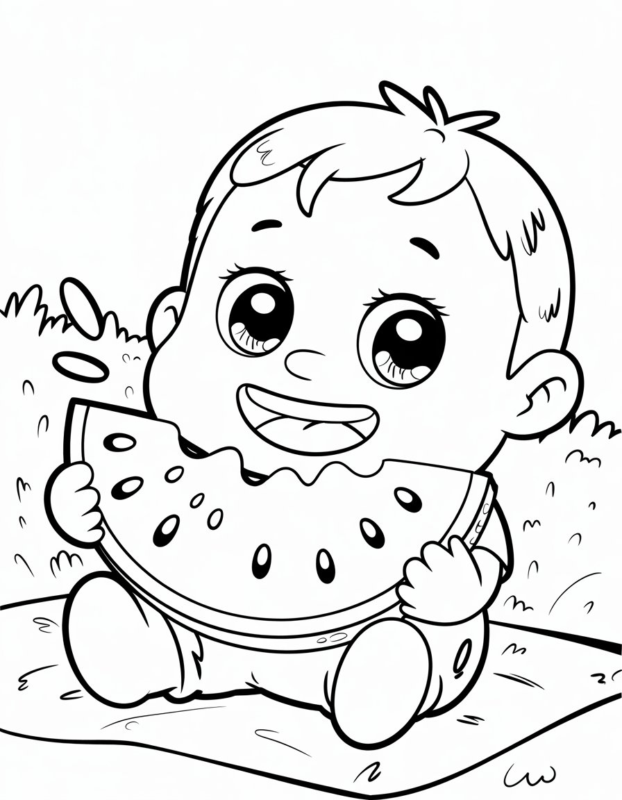 Chibi Eating Watermelon