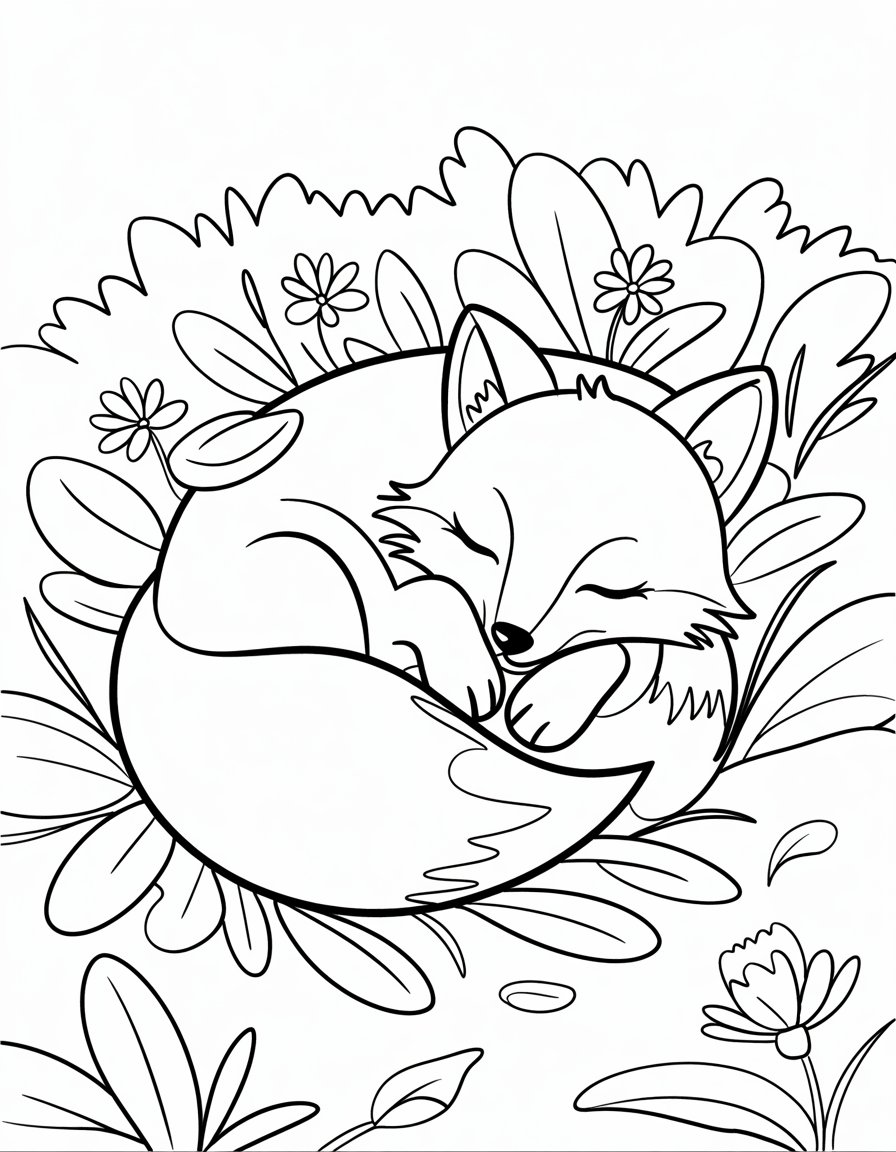 Sleepy Curled-Up Fox