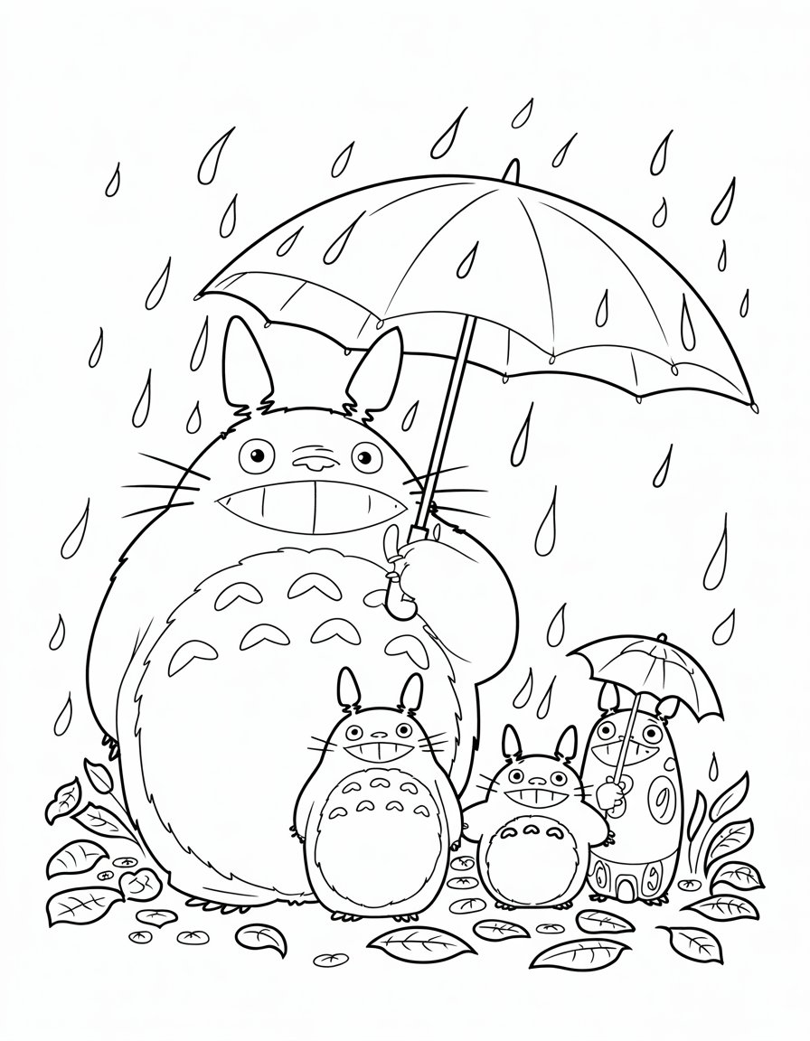 Totoro's Rainy Day Friends