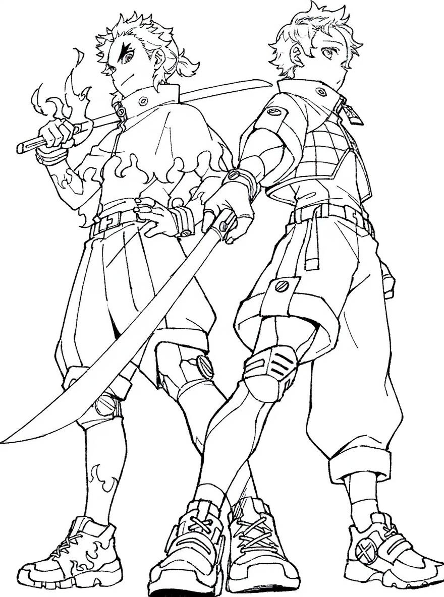 Demon Slayer duo coloring page