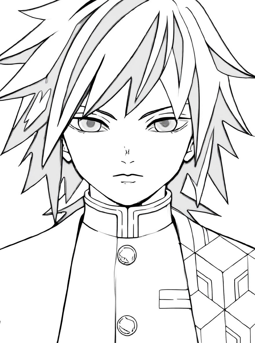 Demon slayer giyu tomioka coloring page