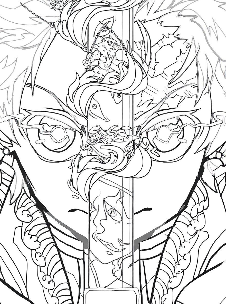 Demon Slayer main characters coloring page