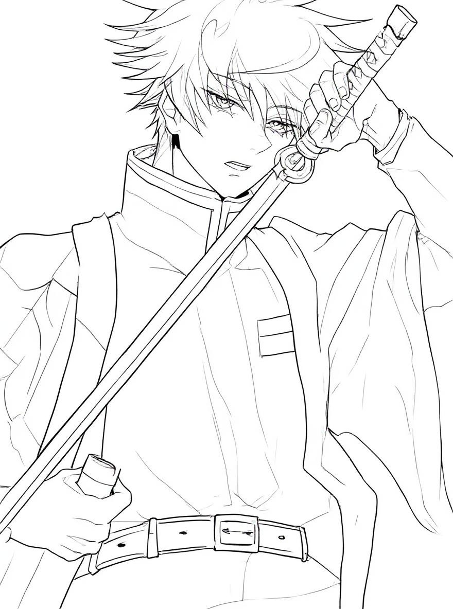 Demon slayer male character coloring page