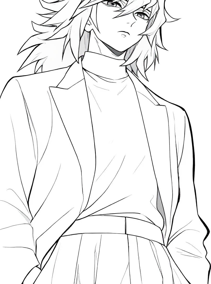 Demon slayer man in suit coloring page