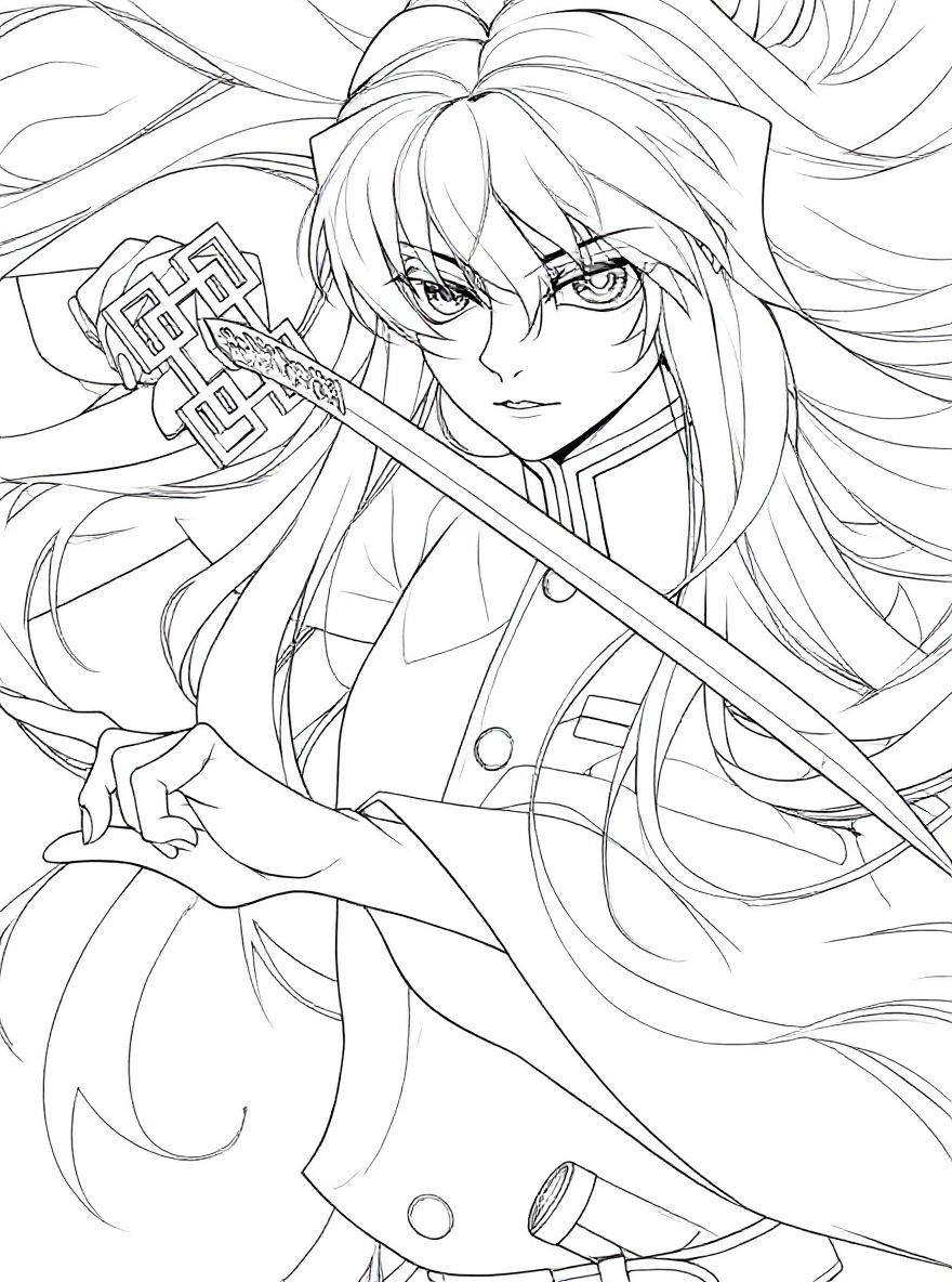 Demon slayer manga character coloring page