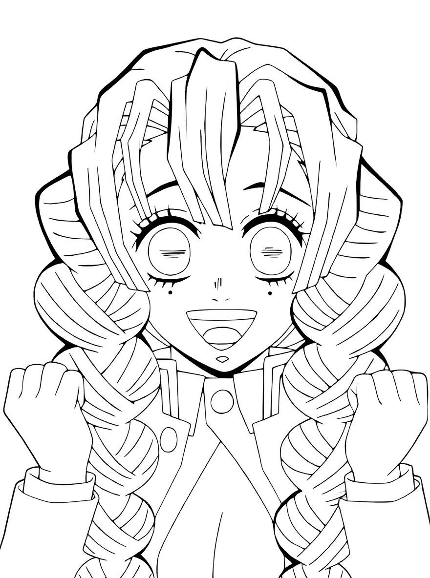 Demon Slayer Mitsuri happy coloring page