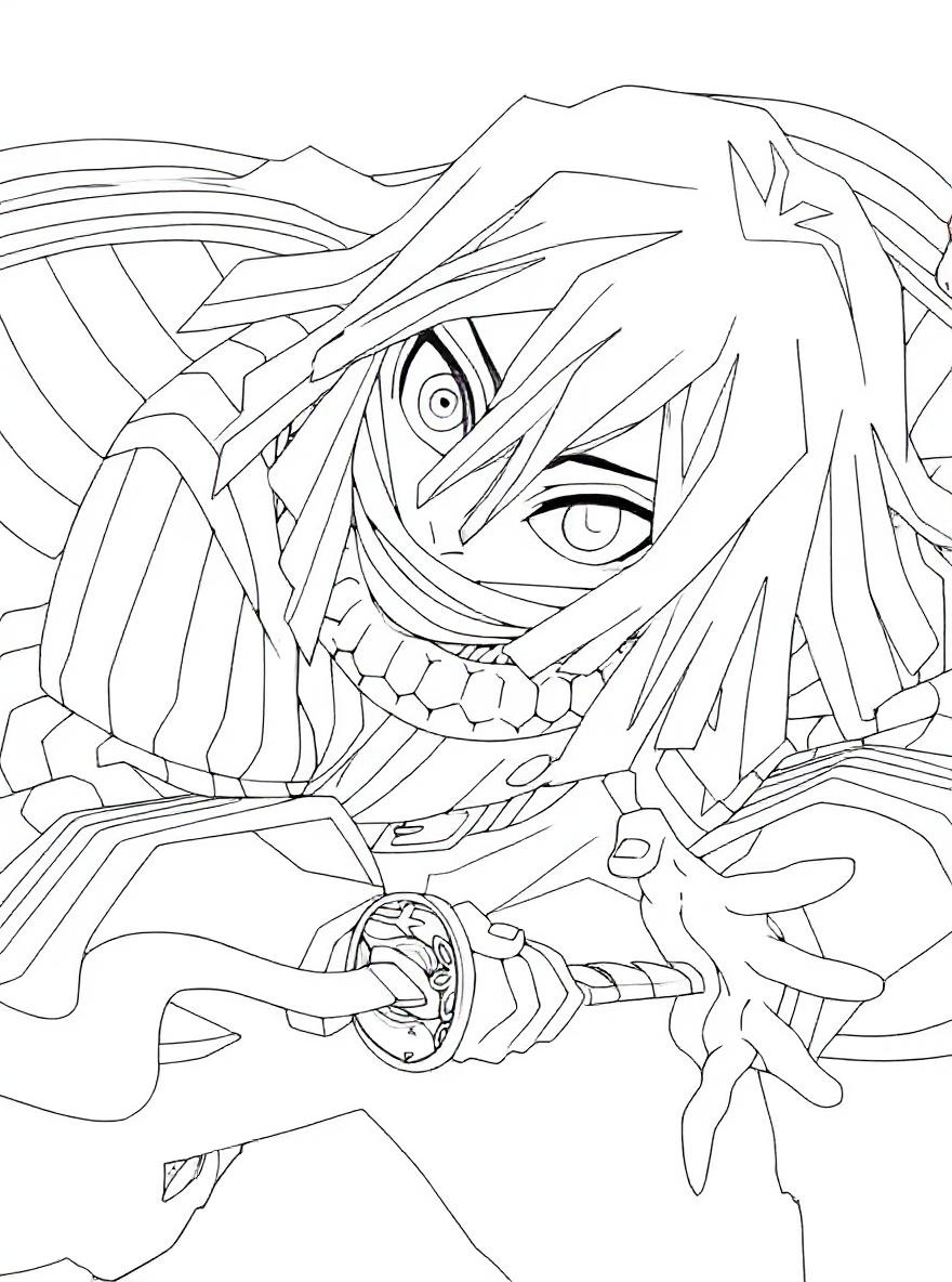 Demon Slayer Obanai Iguro coloring page