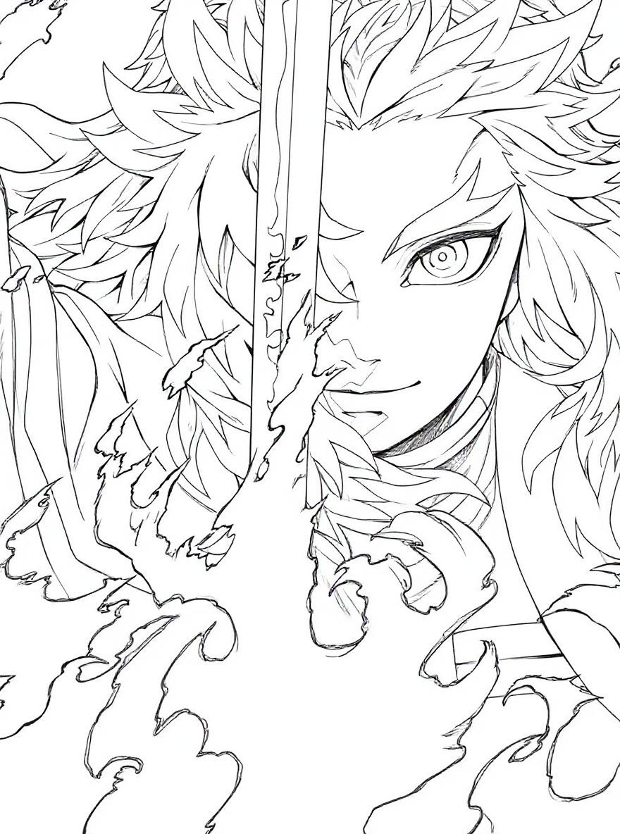 Demon slayer rengoku akaza coloring page