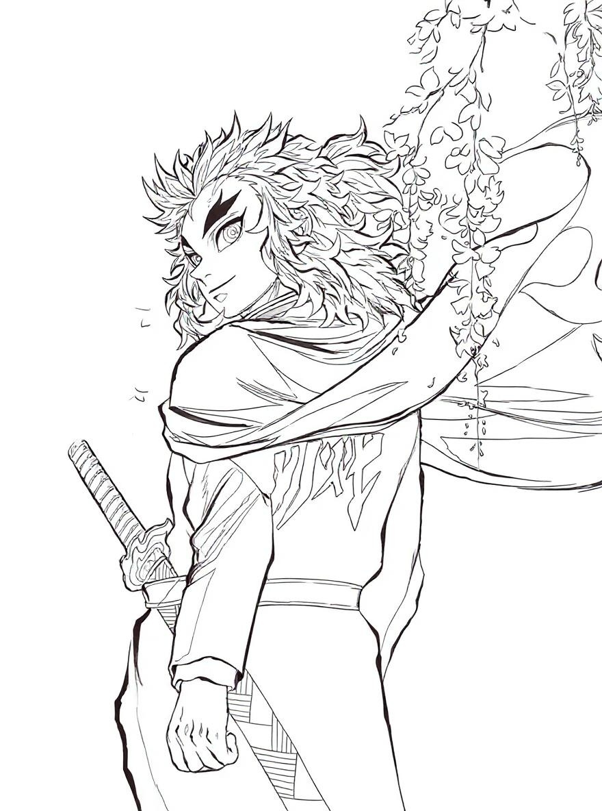 Demon slayer Rengoku coloring page