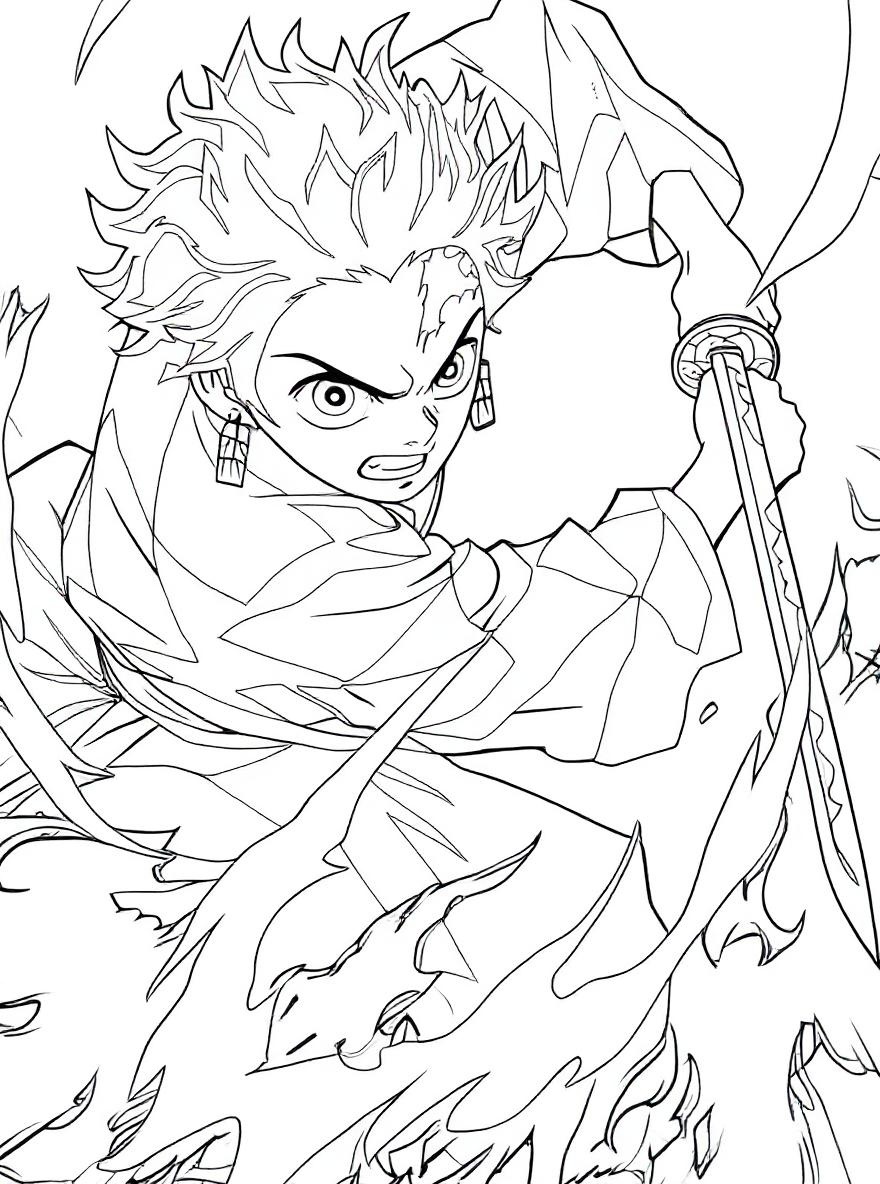 Demon Slayer Tanjiro fire coloring page