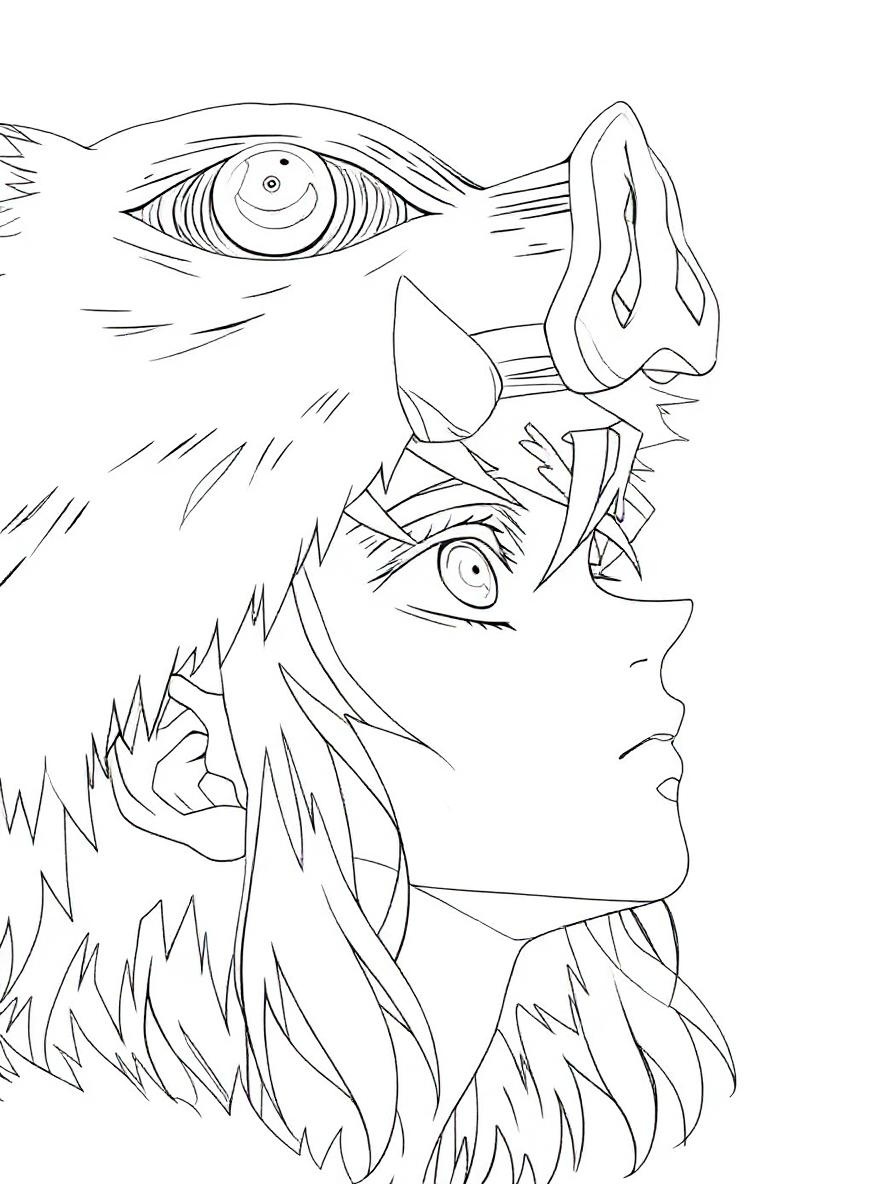 Inosuke with boars head coloring page