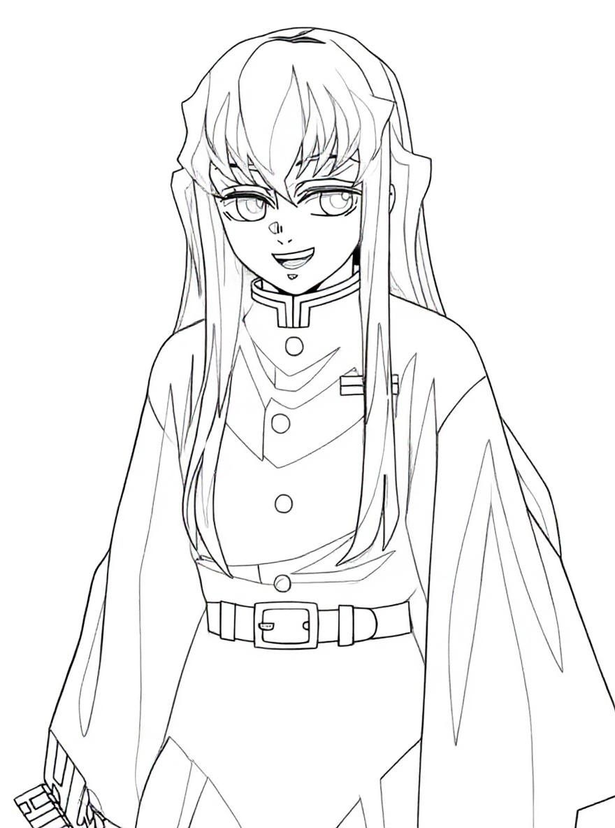 Muichiro Tokito smiling coloring page