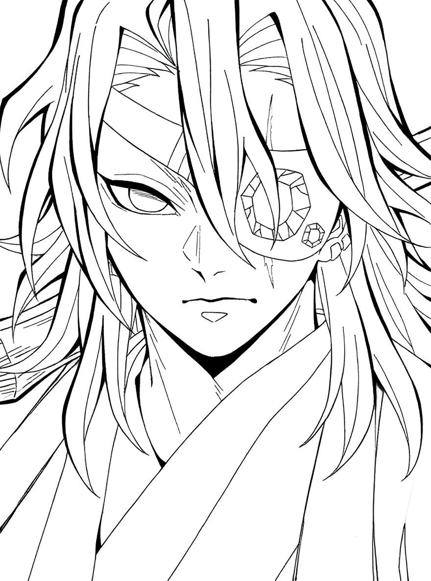 Uzui Tengen face coloring page