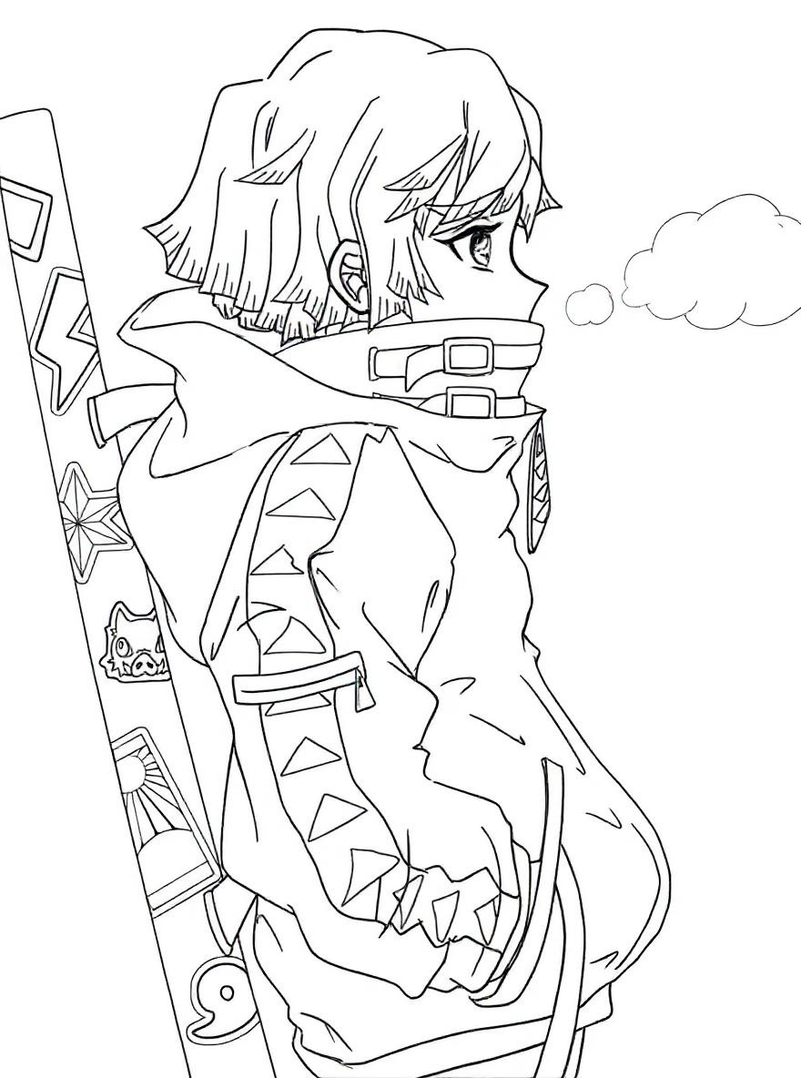 Zenitsu thinking coloring page