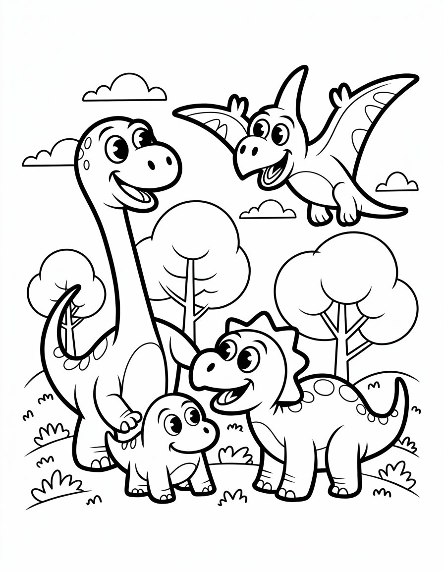 cartoon dinosaur coloring page
