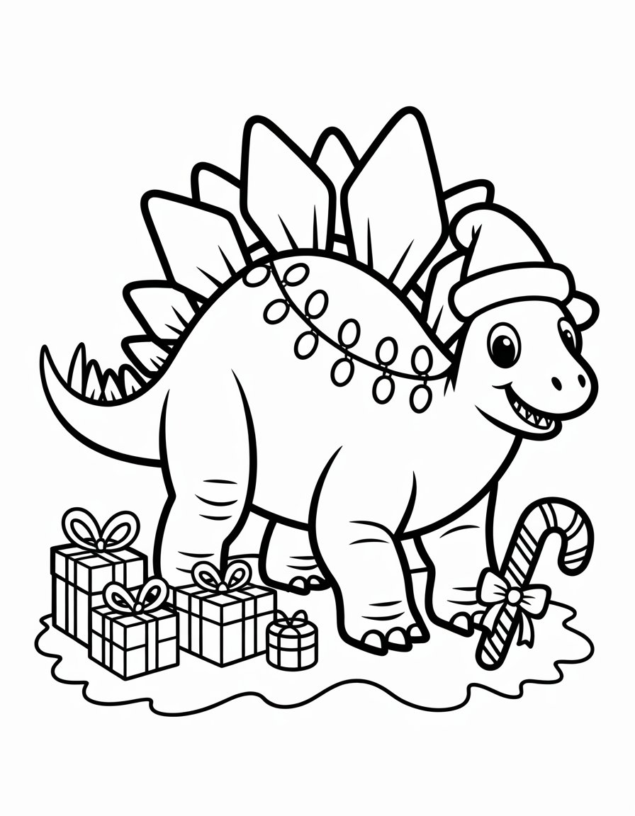 christmas dinosaur coloring page