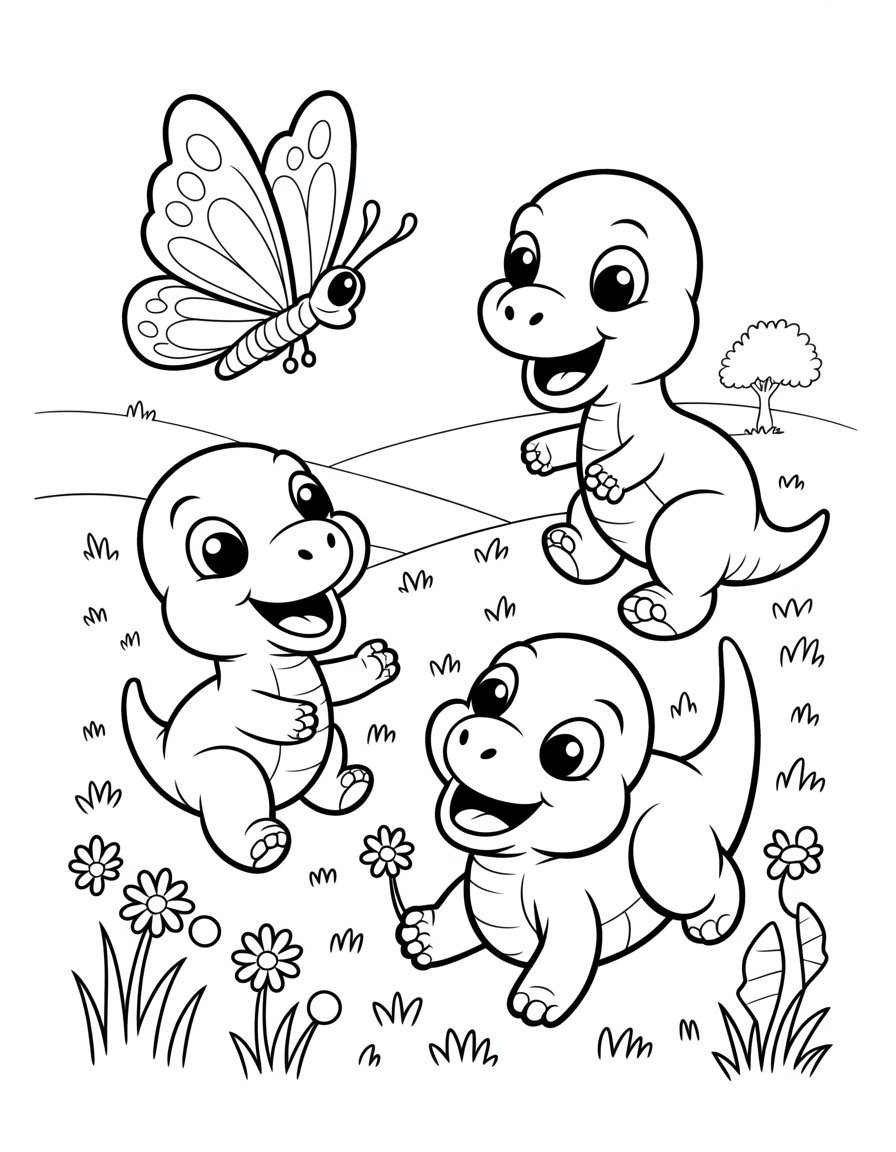 cute baby dinosaur coloring page