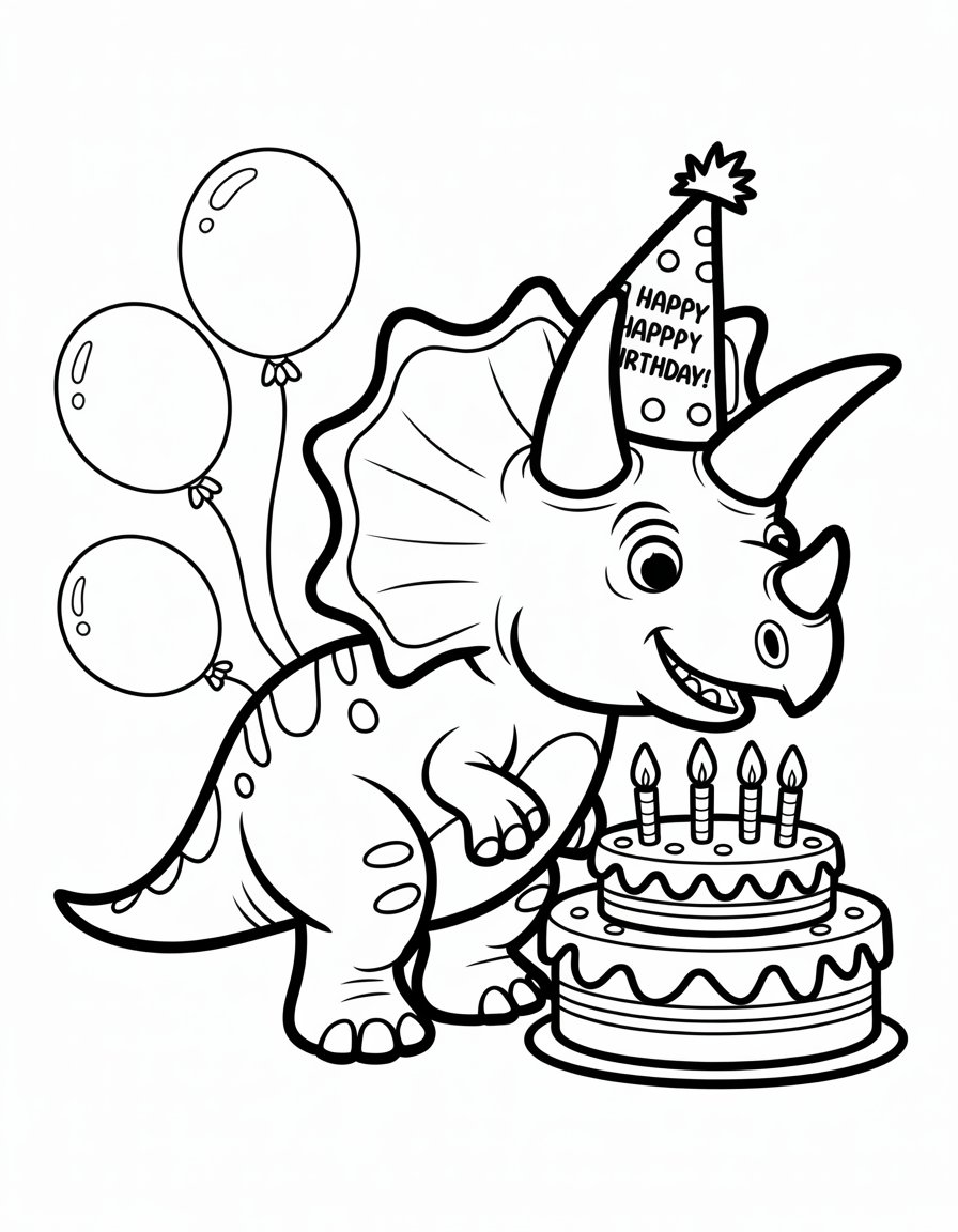 dinosaur birthday coloring page