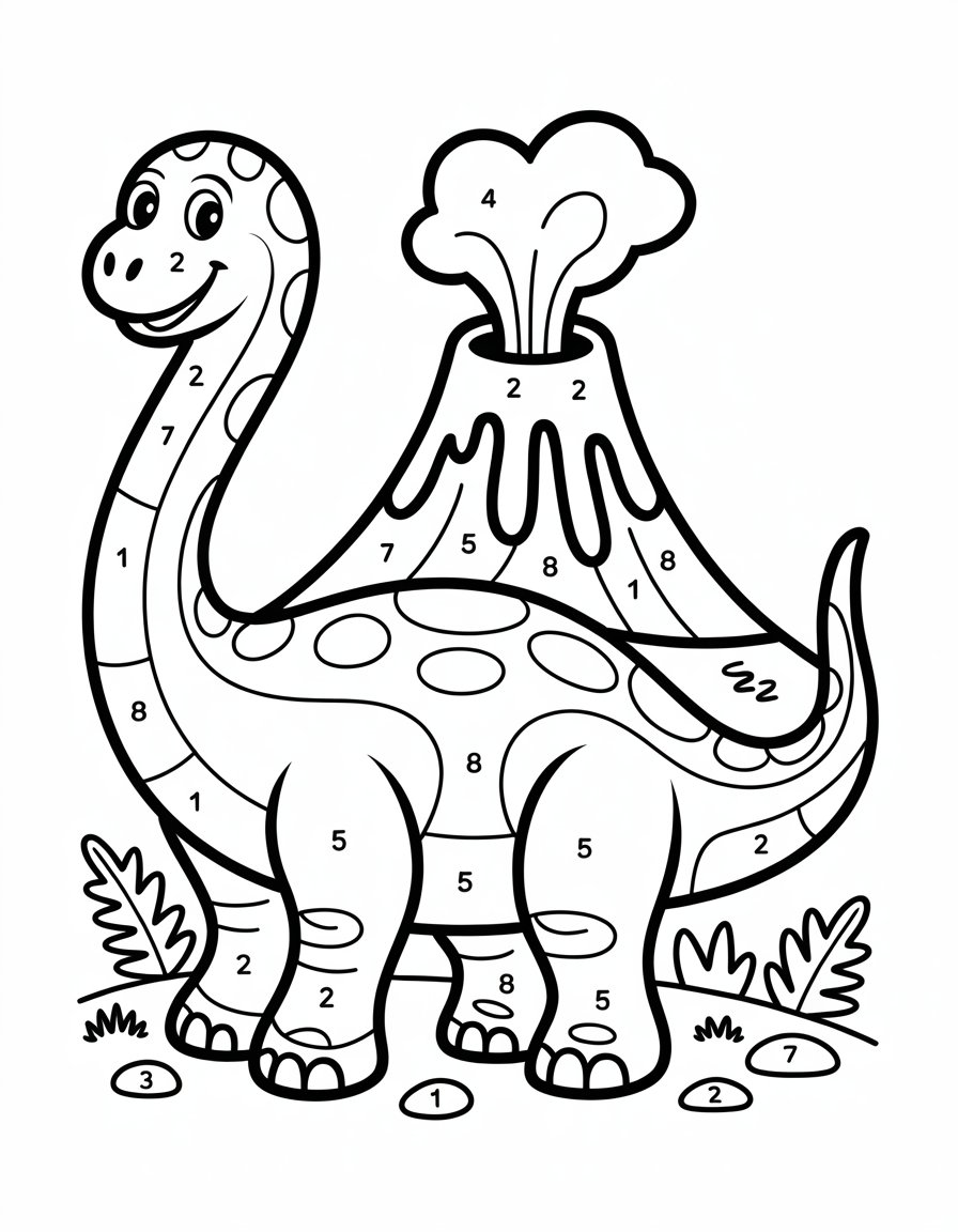 dinosaur color by number