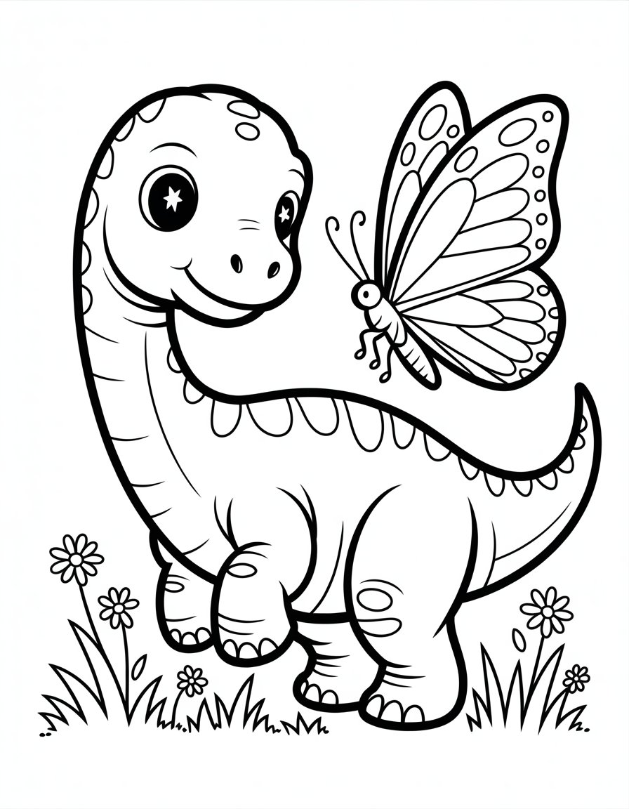 easy cute dinosaur coloring page