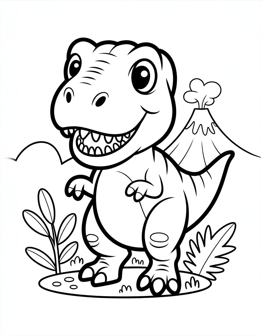 easy t-rex coloring page