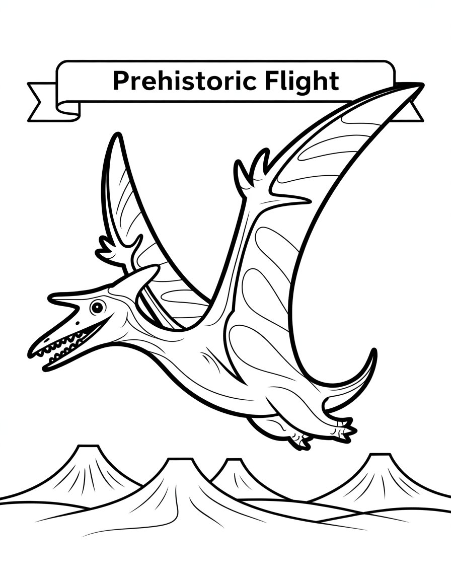 flying dinosaur coloring page