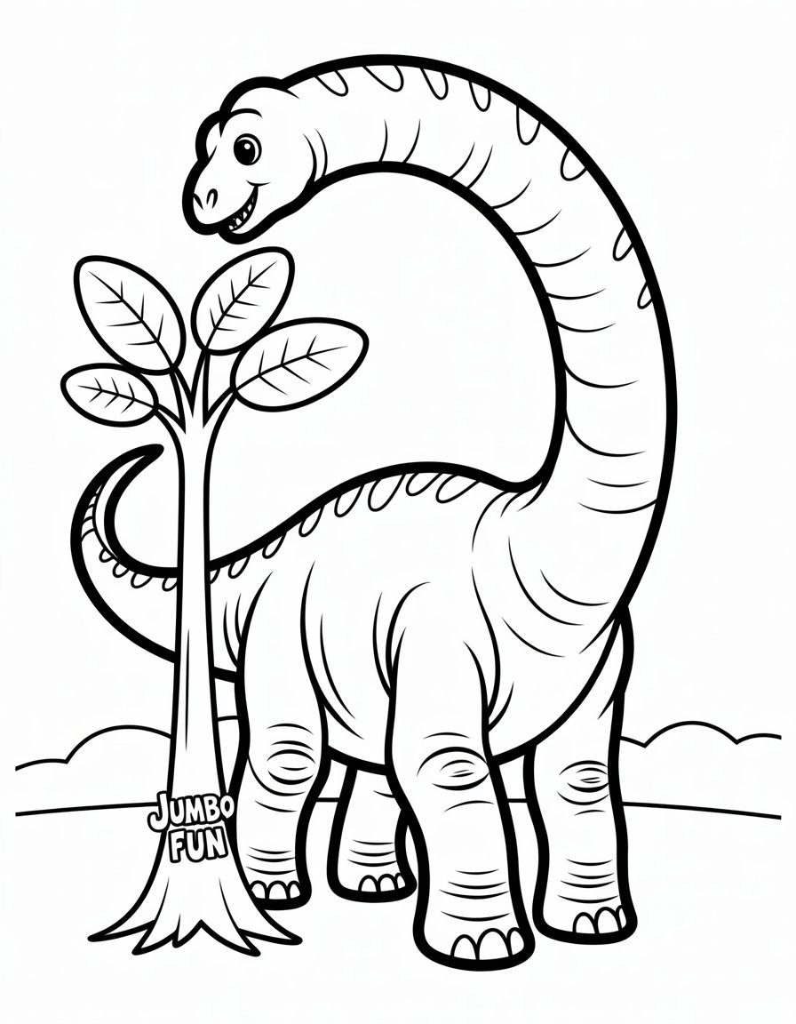 long neck dinosaur coloring page