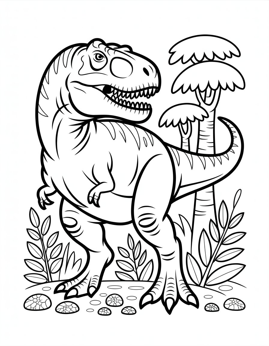 realistic t rex coloring page