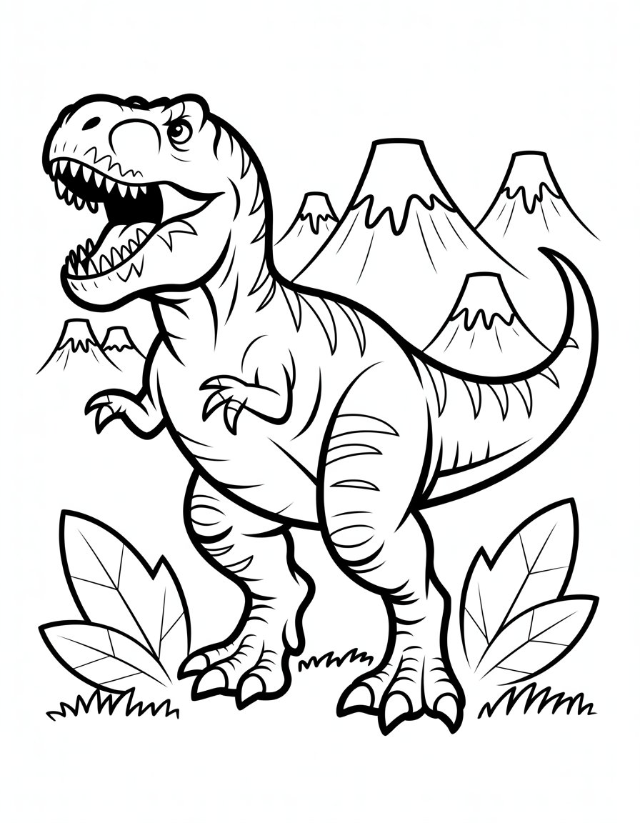 t rex dinosaur coloring page