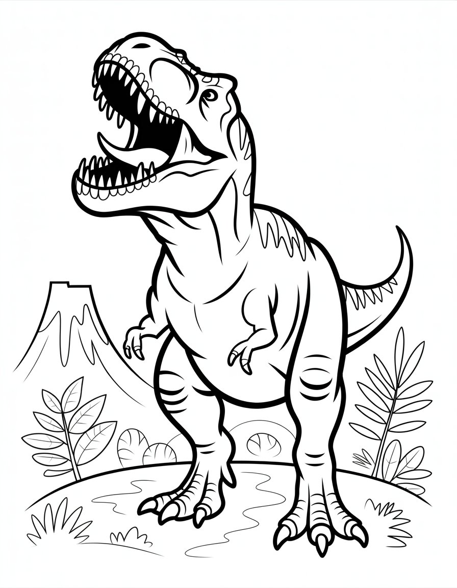 t rex realistic dinosaur coloring page
