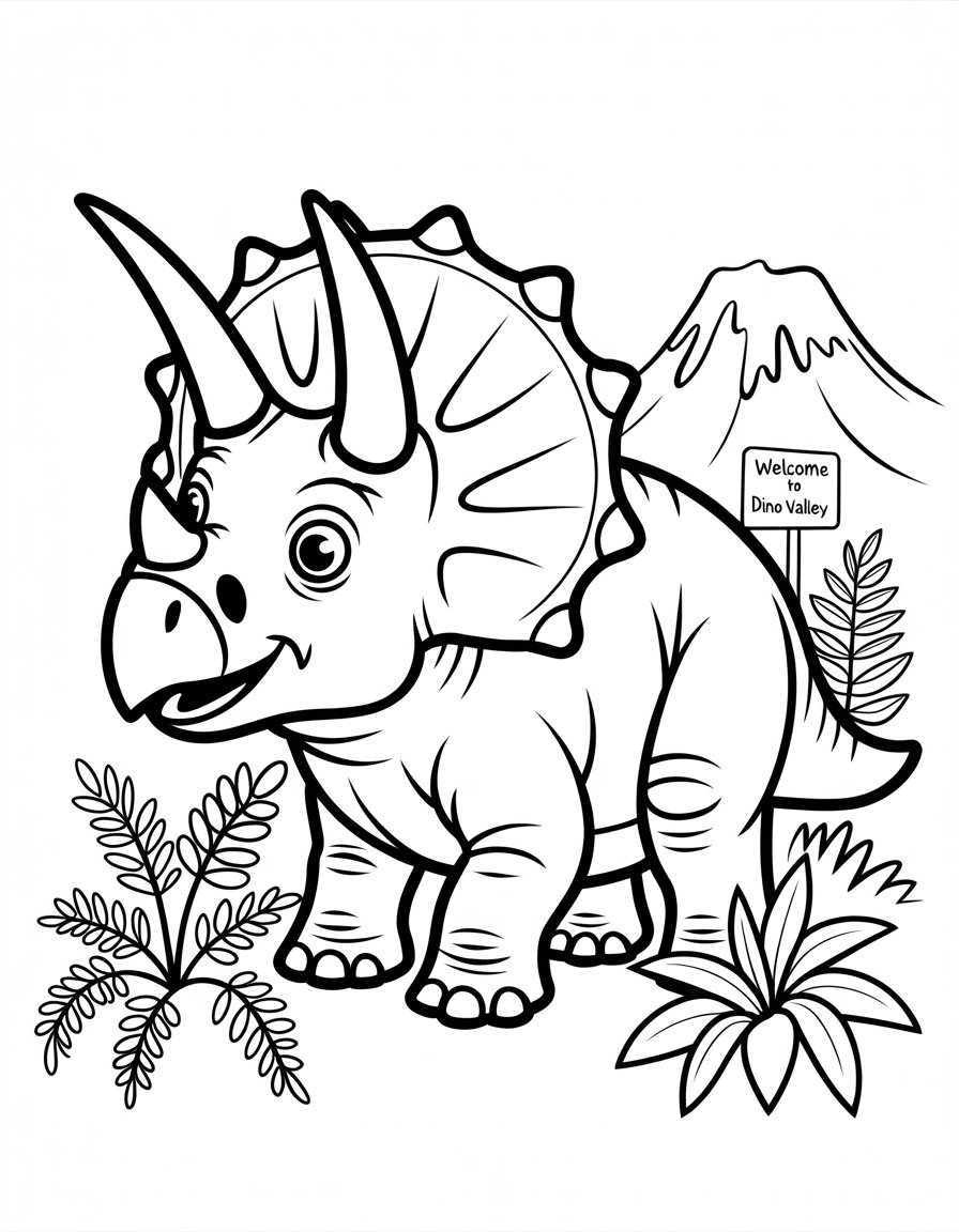 triceratops coloring page 2