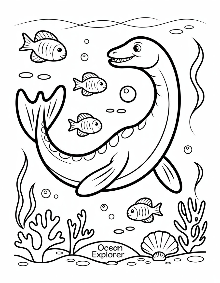 water dinosaur coloring page