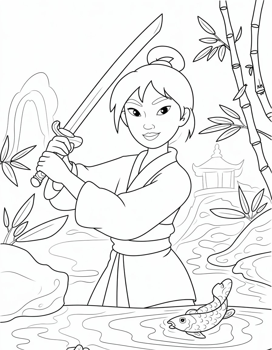 Mulan Training with Sword