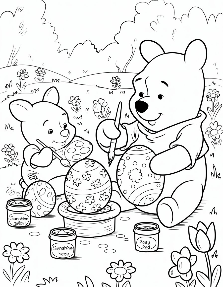 Pooh and Piglet's Easter Egg Painting