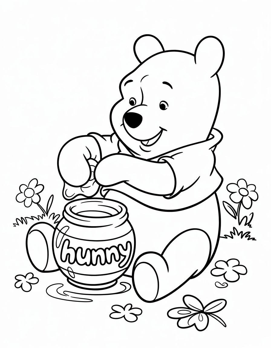 Pooh Bear Enjoying Honey