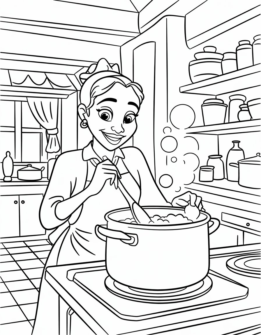 Tiana Cooking Delicious Gumbo