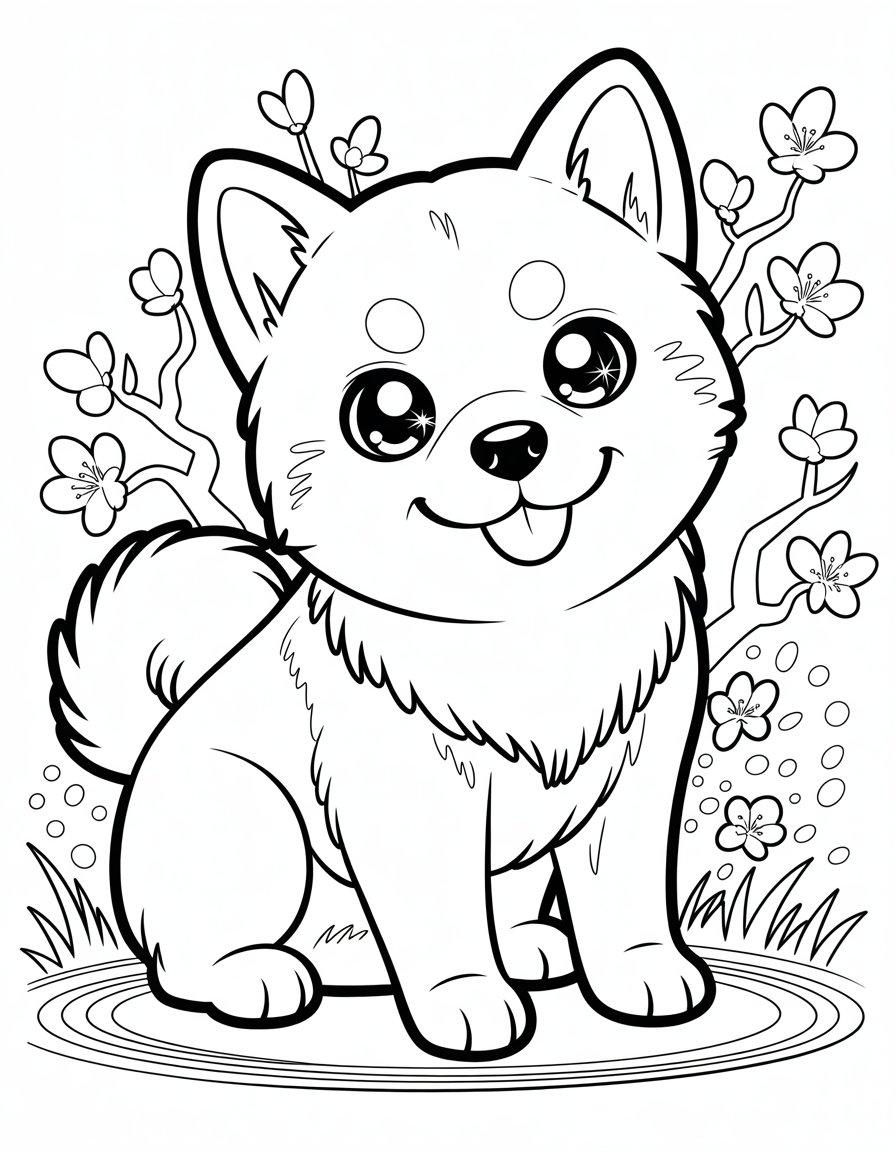 anime dog coloring page