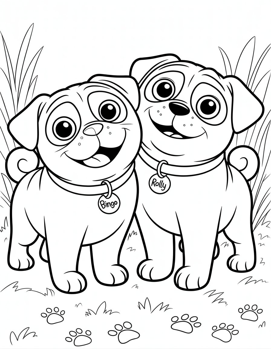 bingo and rolly puppy dog pals coloring page
