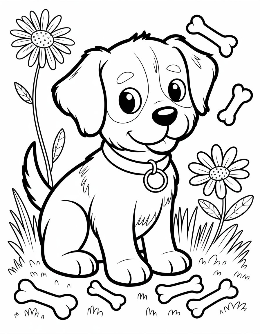 cartoon puppy coloring page