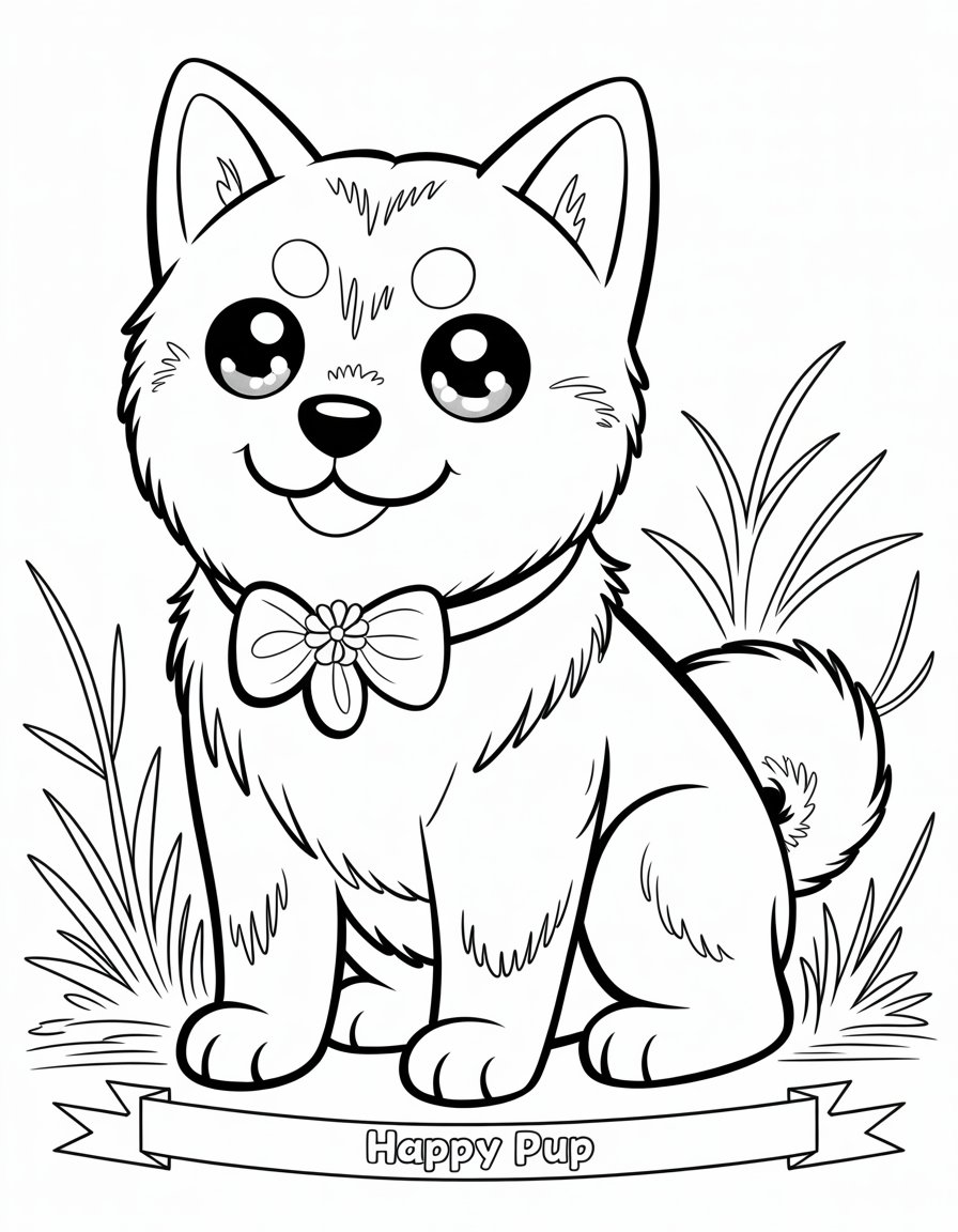 cute anime dog coloring page