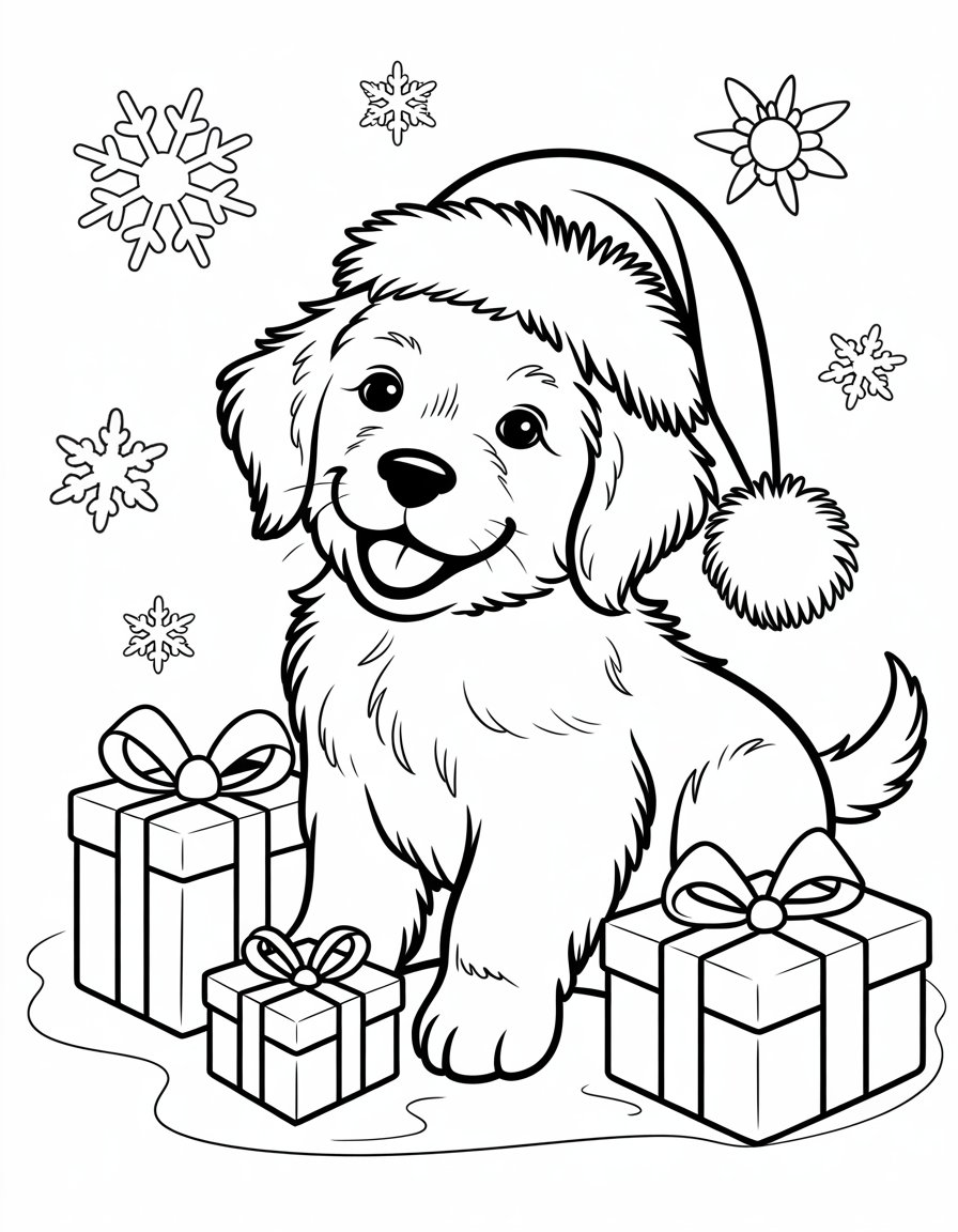 cute dog christmas coloring page